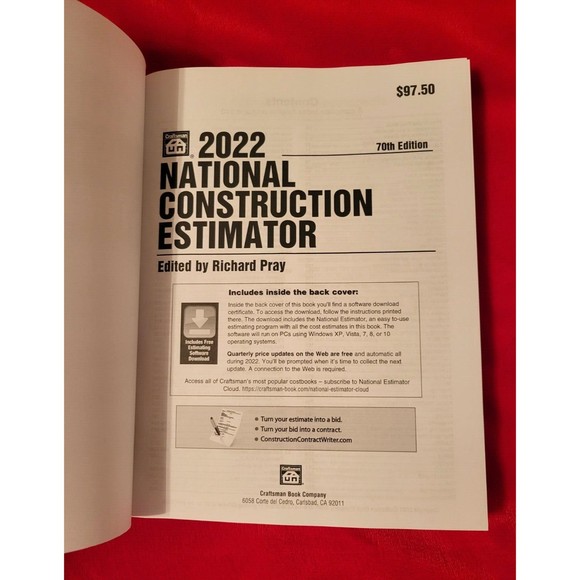 2022 National Construction Estimator by Richard Pray 70th Edition Craftsman - Picture 4 of 6